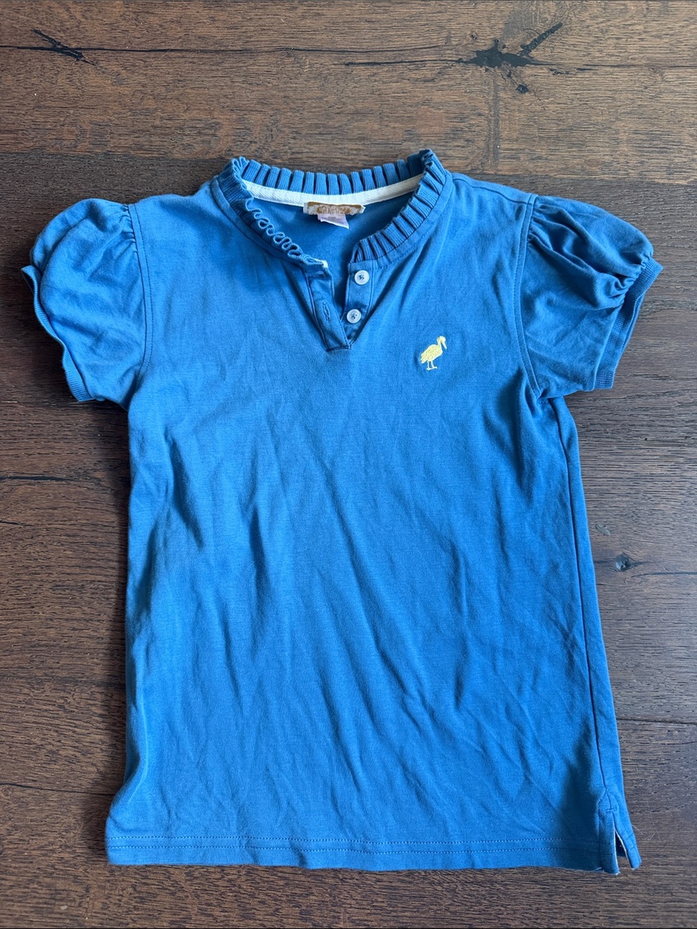 The Beaufort Bonnet Company Blue Girls Polo with Yellow Embroidered Motif